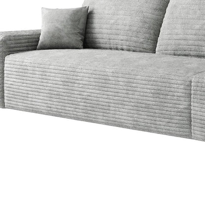 135" Gray Corduroy Modular Compression Foam Sofa With Toss Pillows HomeRoots