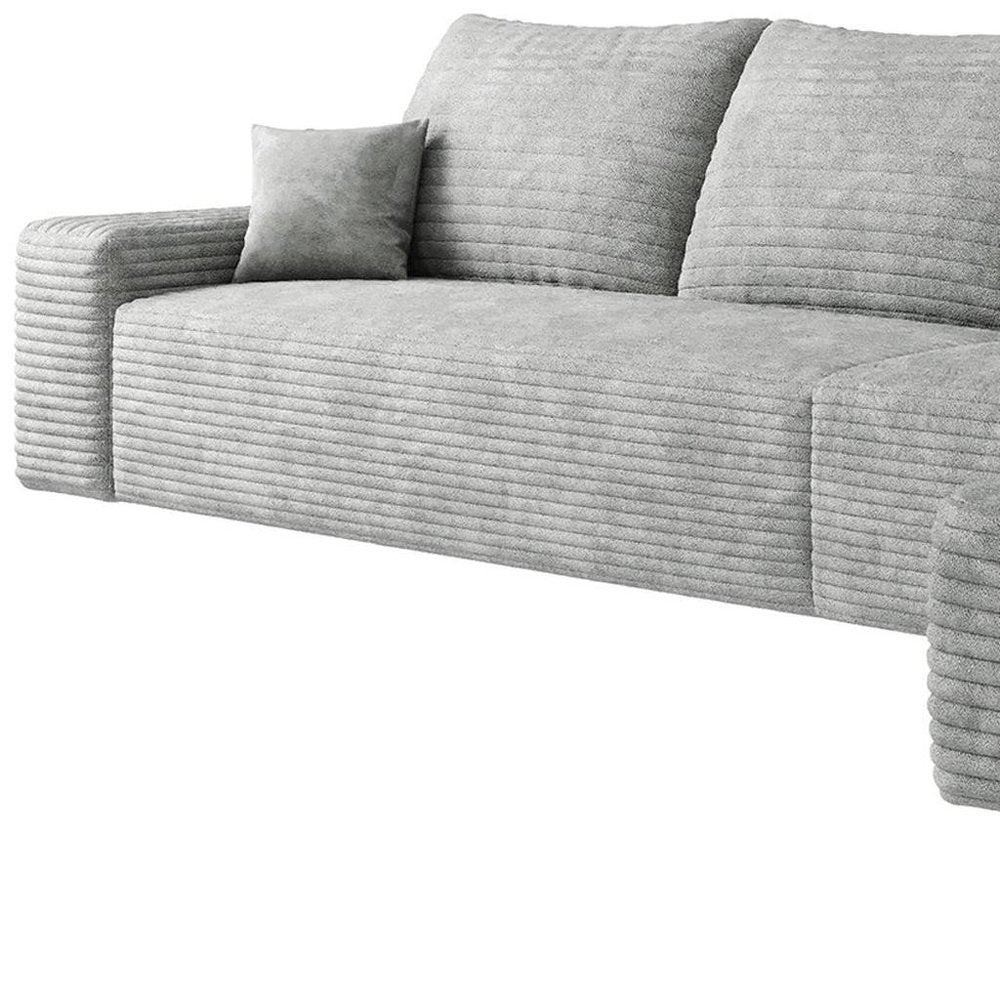 135" Gray Corduroy Modular Compression Foam Sofa With Toss Pillows HomeRoots