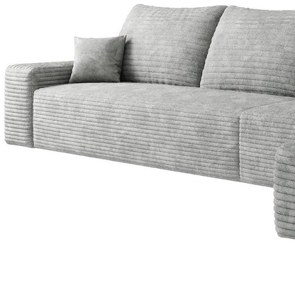 135" Gray Corduroy Modular Compression Foam Sofa With Toss Pillows HomeRoots