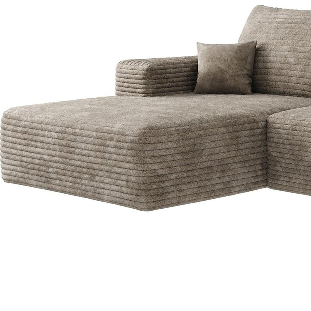 107" Camel Corduroy Modular Compression Foam Sofa With Ottoman And Toss Pillows HomeRoots
