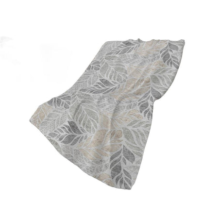 50" X 70" Gray And Charcoal Leaves Plush Throw Blanket HomeRoots