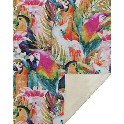 50" X 70" Orange Pink And Blue Animal Print Polyester Woven Plush Throw Blanket HomeRoots