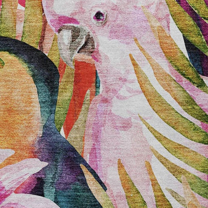 50" X 70" Orange Pink And Blue Animal Print Polyester Woven Plush Throw Blanket HomeRoots