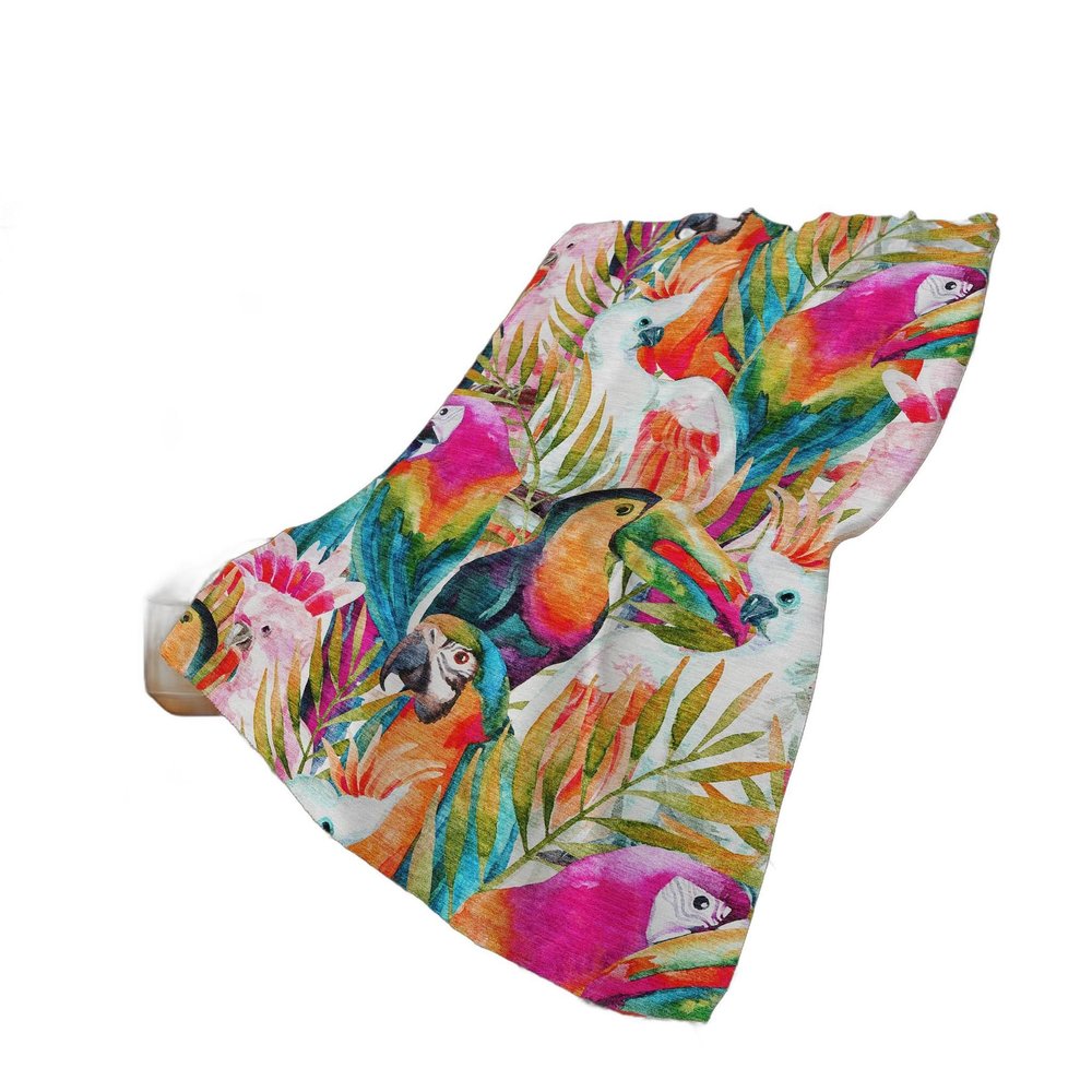 50" X 70" Orange Pink And Blue Animal Print Polyester Woven Plush Throw Blanket HomeRoots