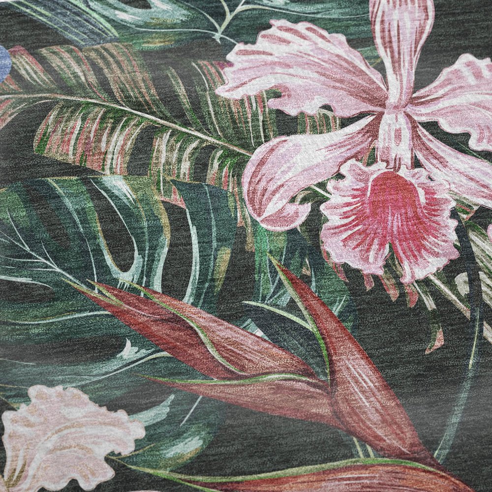 50" X 70" Midnight Green And Pink Floral Polyester Woven Plush Throw Blanket HomeRoots