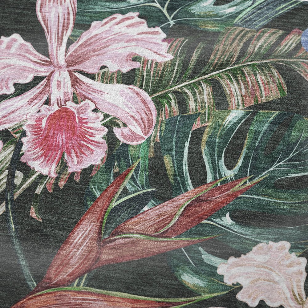 50" X 70" Midnight Green And Pink Floral Polyester Woven Plush Throw Blanket HomeRoots