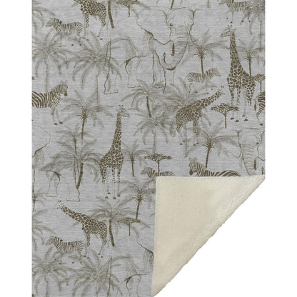50" X 70" Gray And Taupe Microfiber Animal Print Plush Throw Blanket HomeRoots