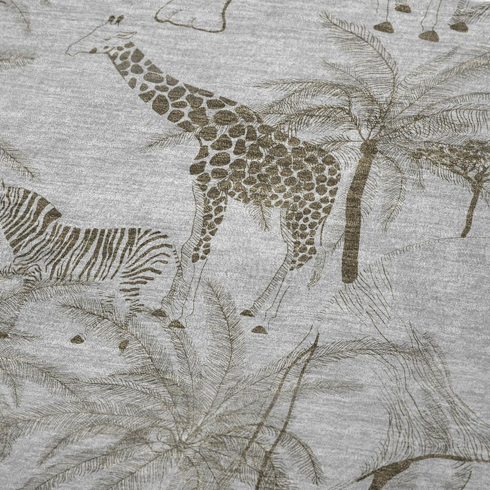 50" X 70" Gray And Taupe Microfiber Animal Print Plush Throw Blanket HomeRoots