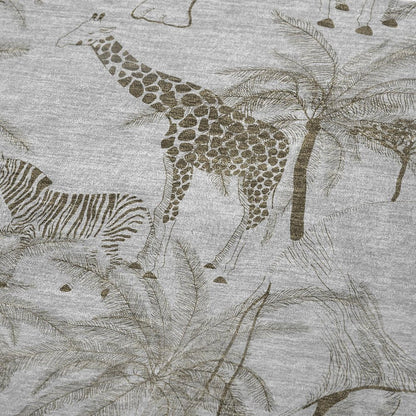 50" X 70" Gray And Taupe Microfiber Animal Print Plush Throw Blanket HomeRoots