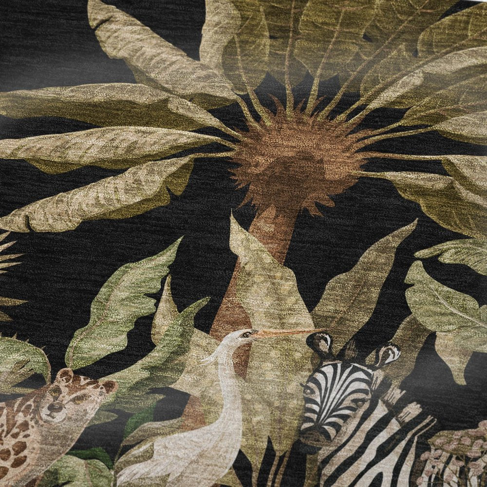 50" X 70" Midnight Olive Green And Ivory Microfiber Animal Print Plush Throw Blanket HomeRoots