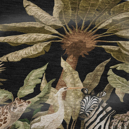 50" X 70" Midnight Olive Green And Ivory Microfiber Animal Print Plush Throw Blanket HomeRoots