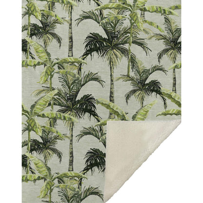 50" X 70" Green Palm Tree Microfiber Plush Throw Blanket HomeRoots