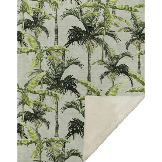 50" X 70" Green Palm Tree Microfiber Plush Throw Blanket HomeRoots