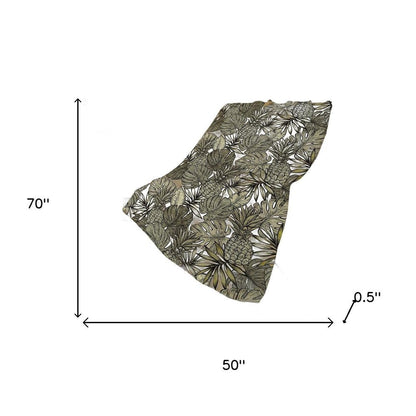 50" X 70" Chocolate Ivory And Taupe Leaves Polyester Woven Plush Throw Blanket HomeRoots
