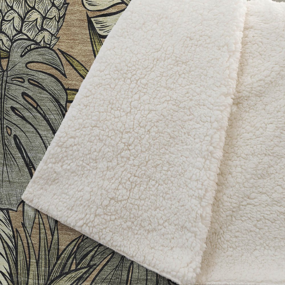 50" X 70" Chocolate Ivory And Taupe Leaves Polyester Woven Plush Throw Blanket HomeRoots