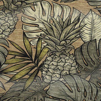 50" X 70" Chocolate Ivory And Taupe Leaves Polyester Woven Plush Throw Blanket HomeRoots