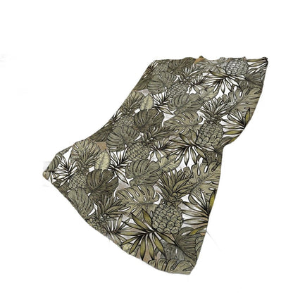 50" X 70" Chocolate Ivory And Taupe Leaves Polyester Woven Plush Throw Blanket HomeRoots