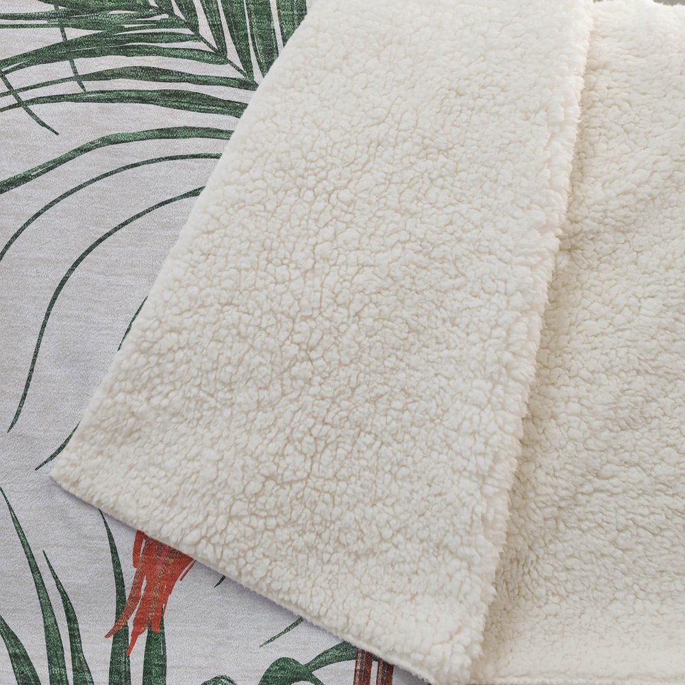 50" X 70" Pink Ivory And Olive Green Animal Print Polyester Woven Plush Throw Blanket HomeRoots