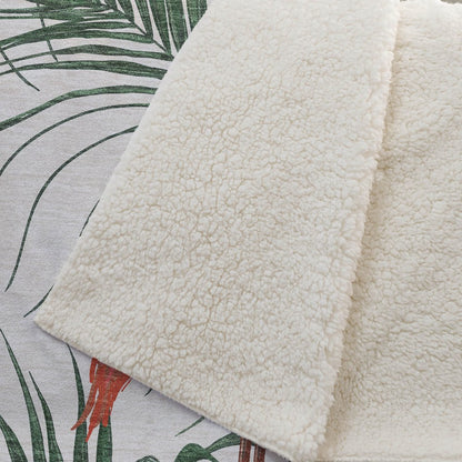 50" X 70" Pink Ivory And Olive Green Animal Print Polyester Woven Plush Throw Blanket HomeRoots