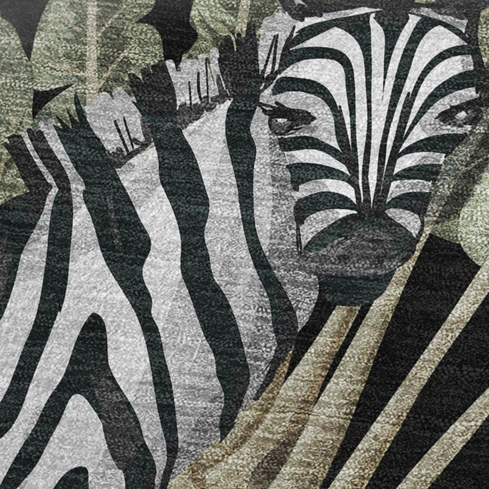50" X 70" Midnight Ivory And Olive Green Animal Print Polyester Woven Plush Throw Blanket HomeRoots