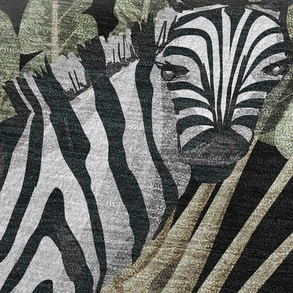 50" X 70" Midnight Ivory And Olive Green Animal Print Polyester Woven Plush Throw Blanket HomeRoots