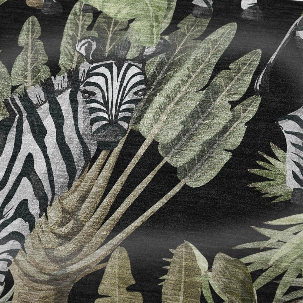 50" X 70" Midnight Ivory And Olive Green Animal Print Polyester Woven Plush Throw Blanket HomeRoots