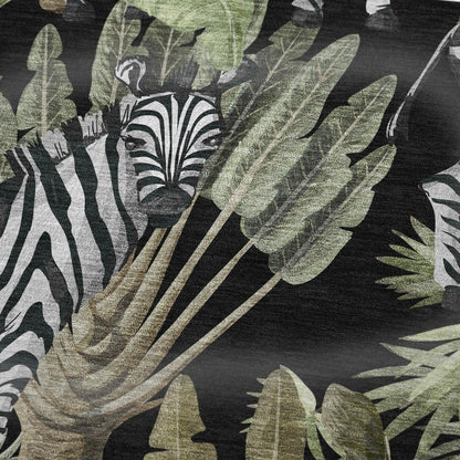 50" X 70" Midnight Ivory And Olive Green Animal Print Polyester Woven Plush Throw Blanket HomeRoots