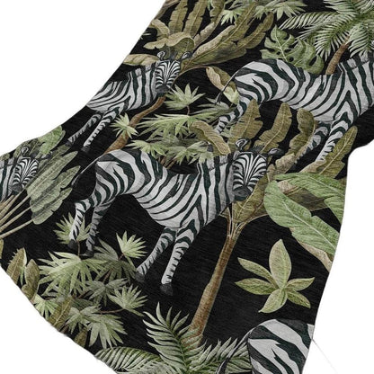 50" X 70" Midnight Ivory And Olive Green Animal Print Polyester Woven Plush Throw Blanket HomeRoots