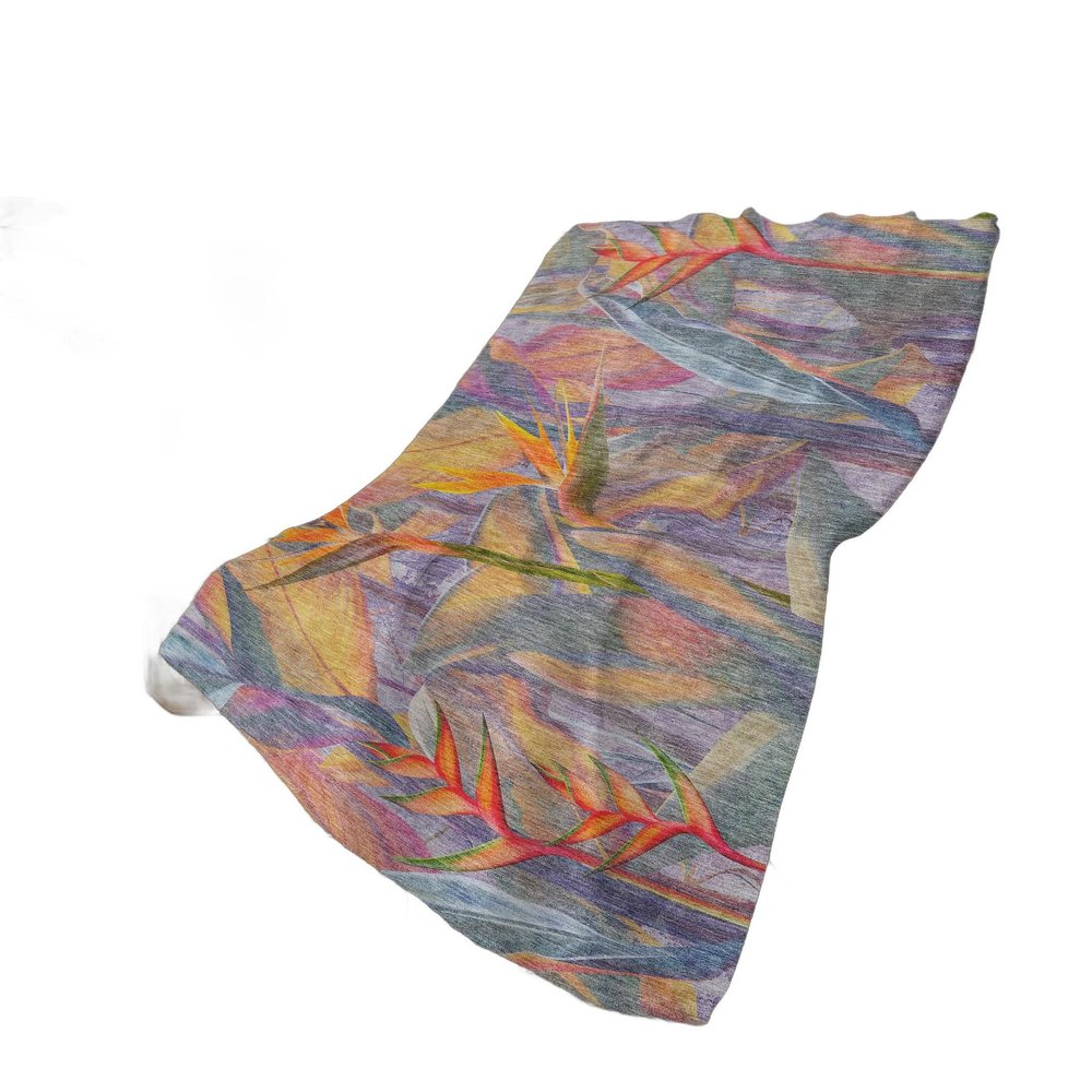 50" X 70" Peach Blue And Orange Animal Print Plush Throw Blanket HomeRoots