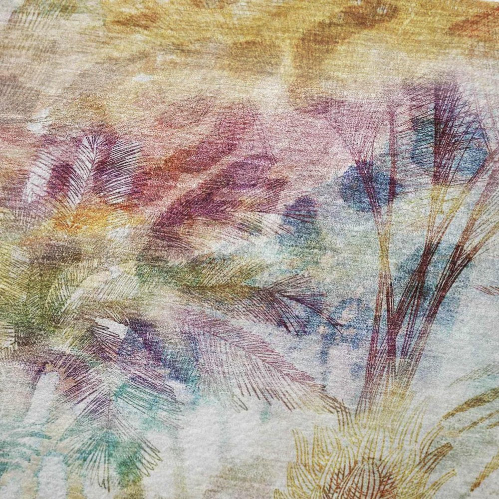 50" X 70" Ivory Peach And Blue Leaves Polyester Woven Plush Throw Blanket HomeRoots