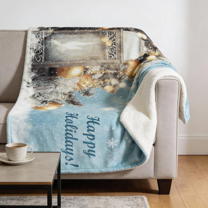 50" X 70" Blue Gold And Ivory Microfiber Floral Plush Throw Blanket HomeRoots