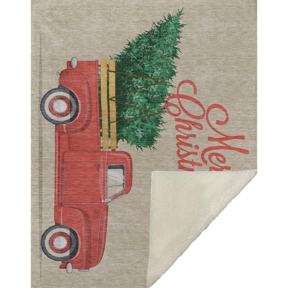 50" X 70" Red Green And Ivory Geometric Polyester Woven Plush Throw Blanket HomeRoots