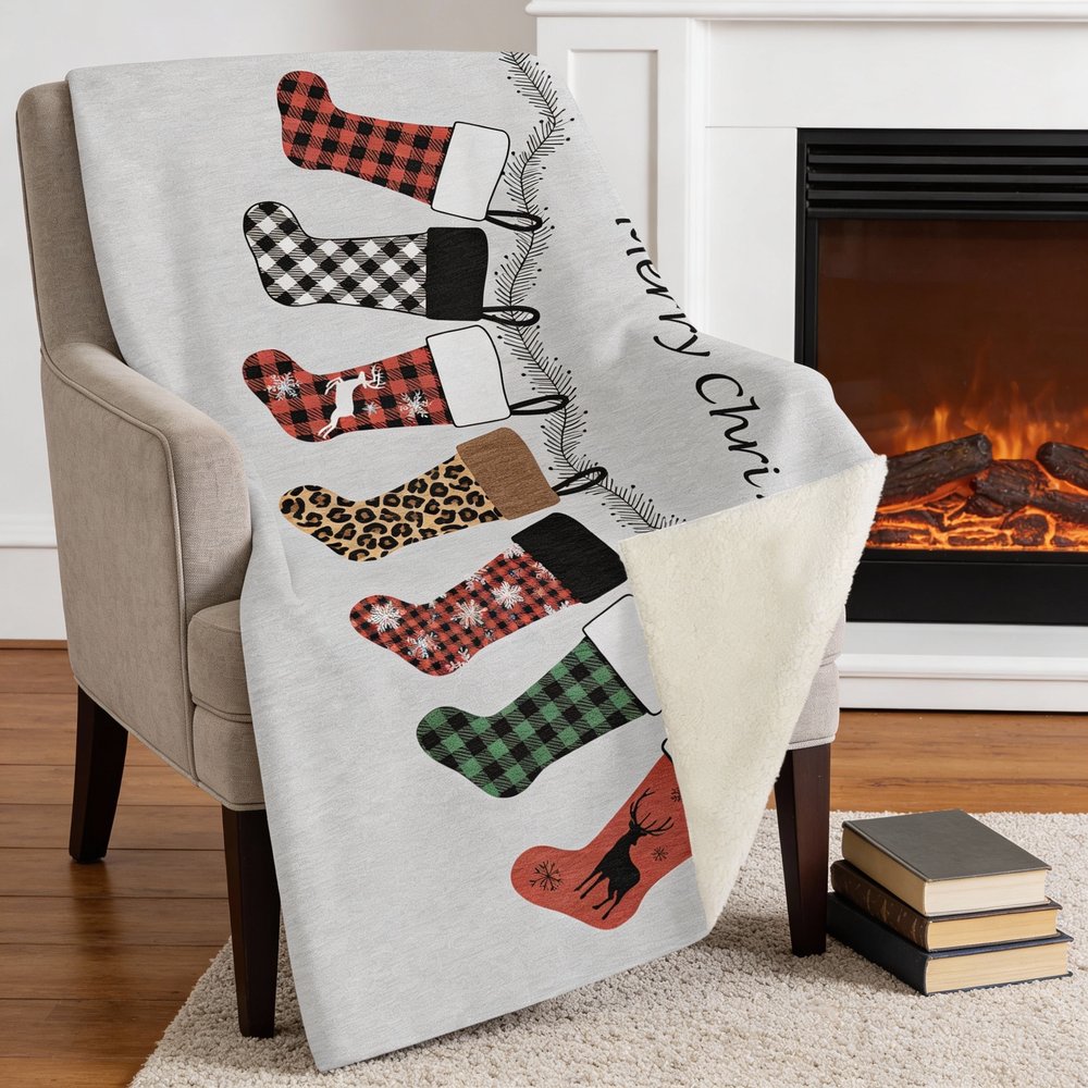 50" X 70" Gray Red And Green Microfiber Checkered Plush Throw Blanket HomeRoots