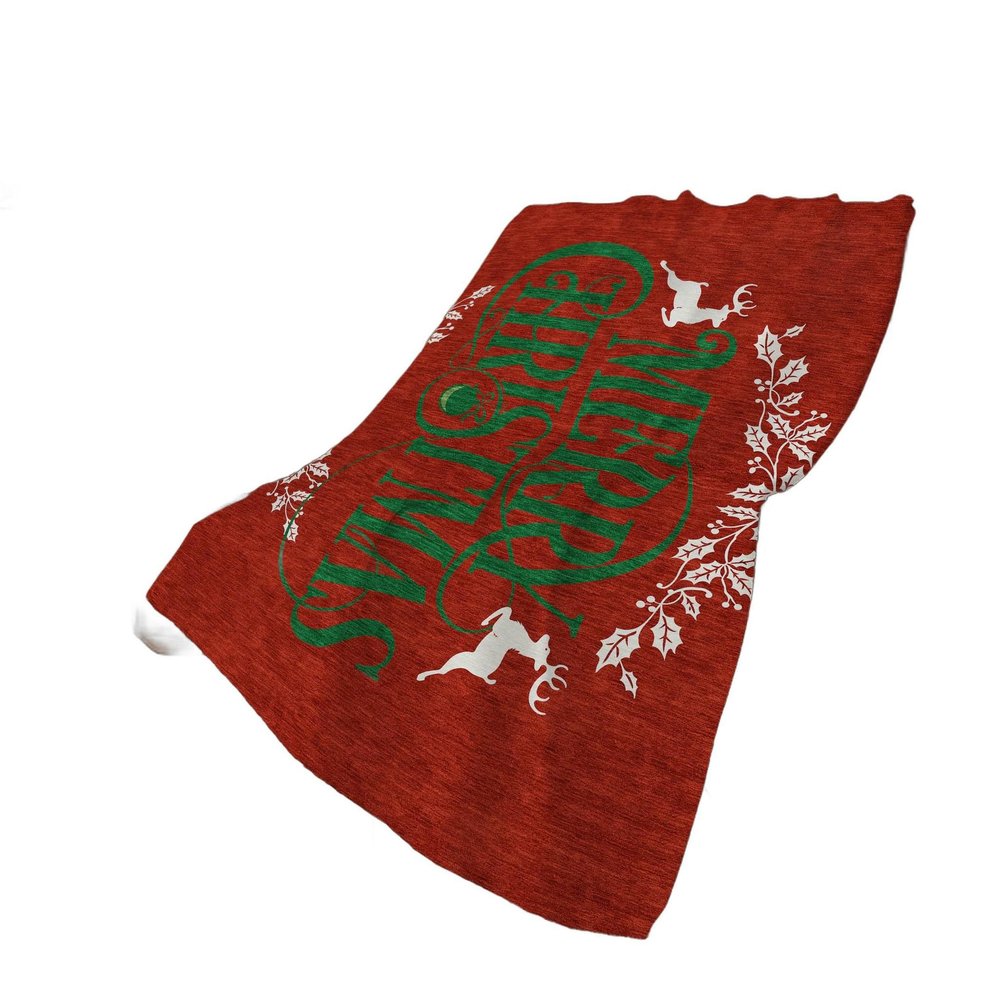 50" X 70" Ruby Red Green And Ivory Floral Plush Throw Blanket HomeRoots