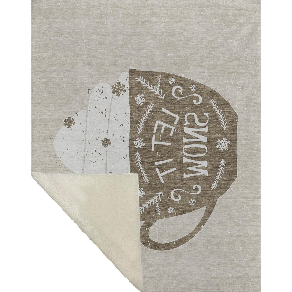 50" X 70" Latte Ivory And Beige Geometric Polyester Woven Plush Throw Blanket HomeRoots