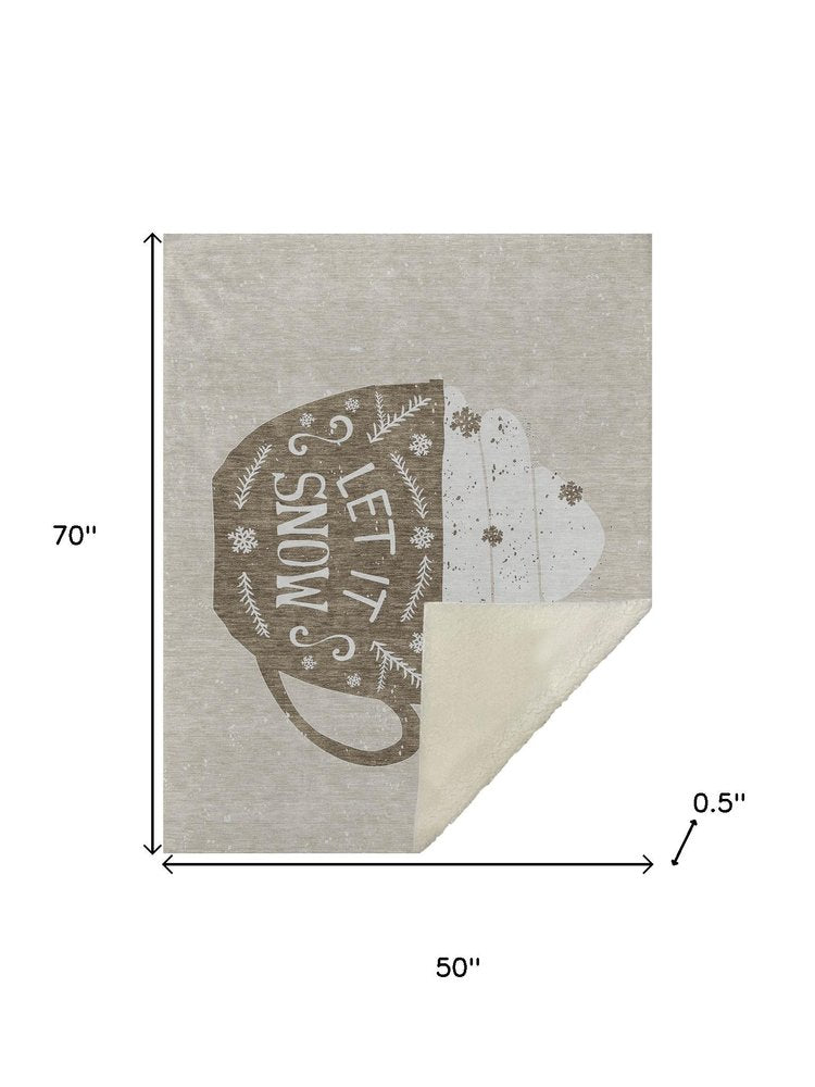 50" X 70" Latte Ivory And Beige Geometric Polyester Woven Plush Throw Blanket HomeRoots