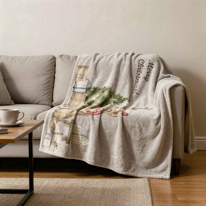 50" X 70" Taupe Green And Red Microfiber Animal Print Plush Throw Blanket HomeRoots
