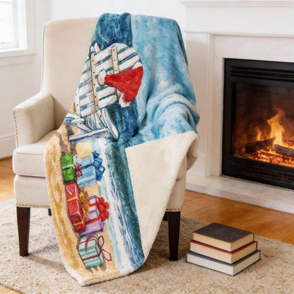 50" X 70" Blue Red And Green Microfiber Geometric Plush Throw Blanket HomeRoots