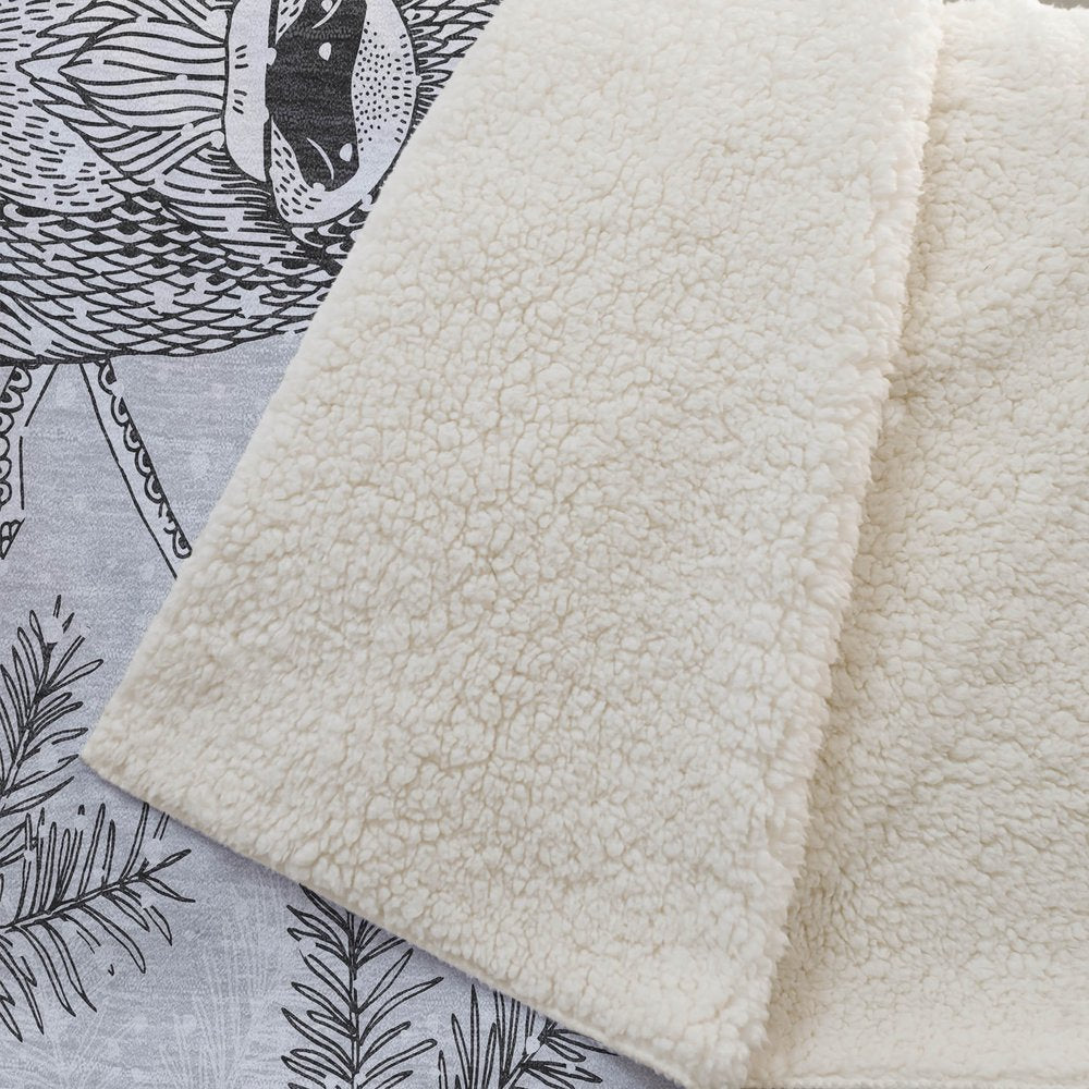50" X 70" Gray Black And Ivory Microfiber Animal Print Plush Throw Blanket HomeRoots