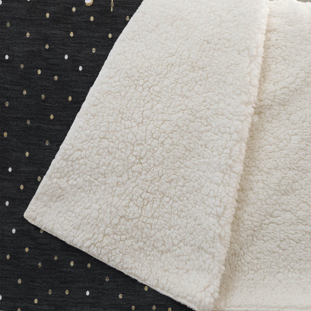 50" X 70" Midnight Gold And Ivory Polka Dots Polyester Woven Plush Throw Blanket HomeRoots