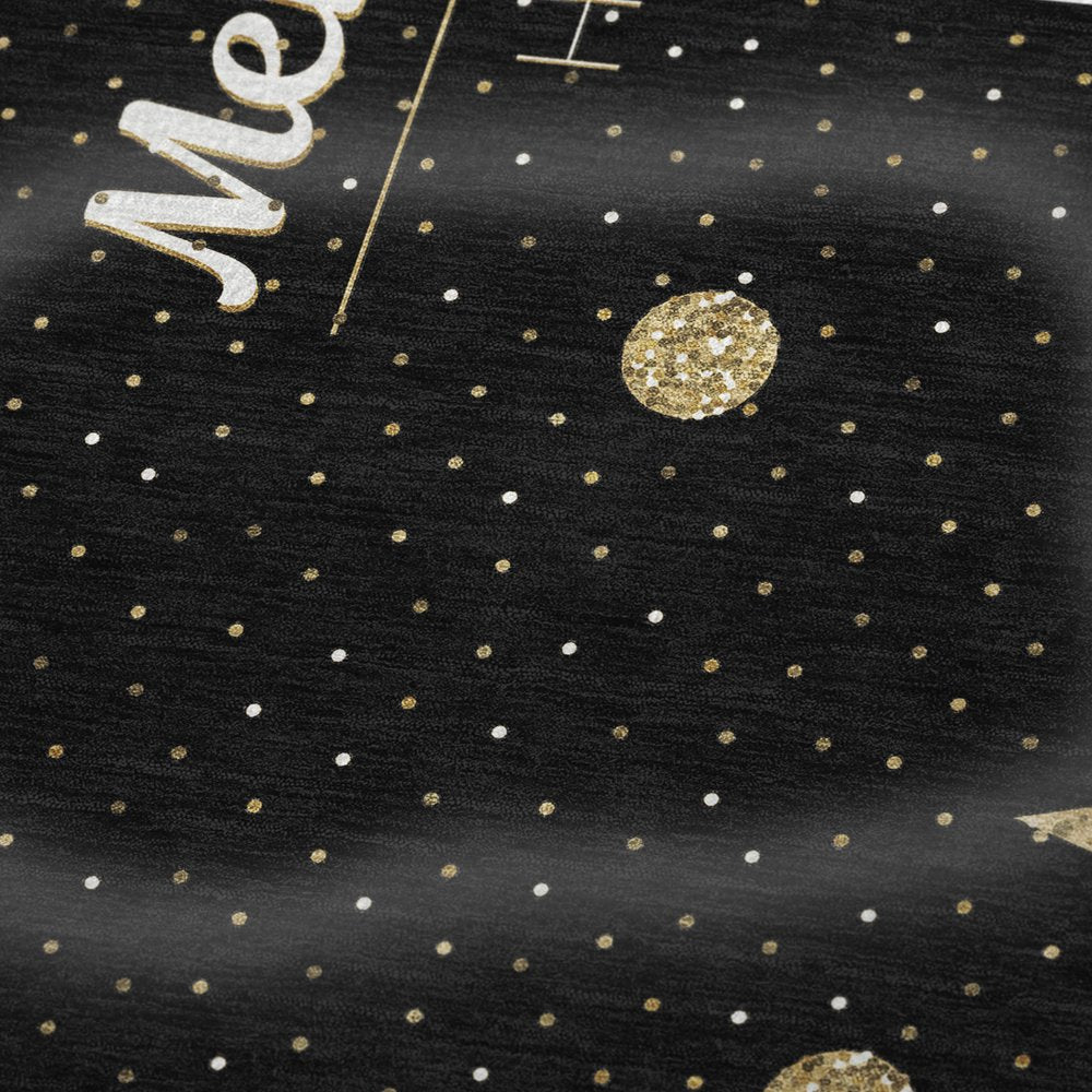 50" X 70" Midnight Gold And Ivory Polka Dots Polyester Woven Plush Throw Blanket HomeRoots