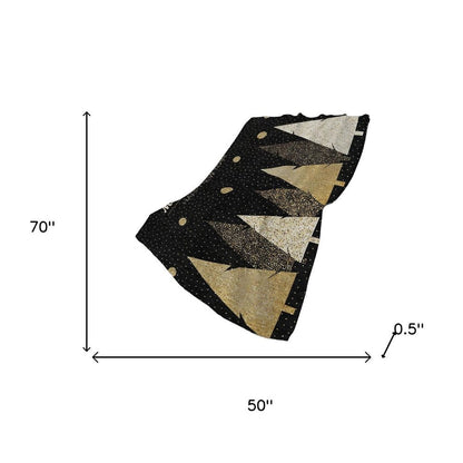 50" X 70" Midnight Gold And Ivory Polka Dots Polyester Woven Plush Throw Blanket HomeRoots