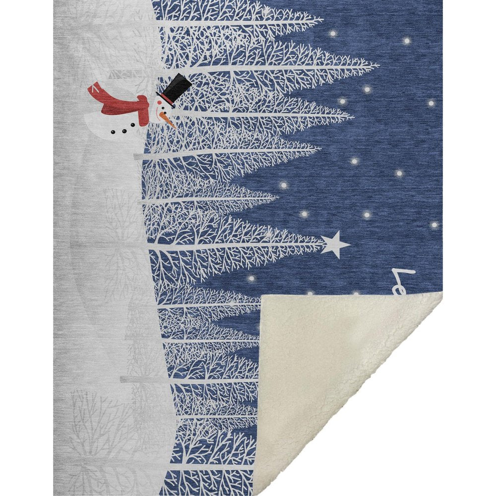 50" X 70" Blue Ivory And Red Microfiber Geometric Plush Throw Blanket HomeRoots