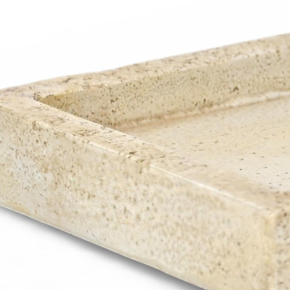 10" Beige Rustic Resin Faux Stone Handmade Trinket Tray HomeRoots