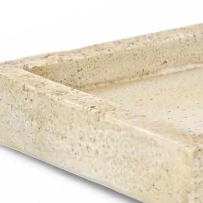 10" Beige Rustic Resin Faux Stone Handmade Trinket Tray HomeRoots