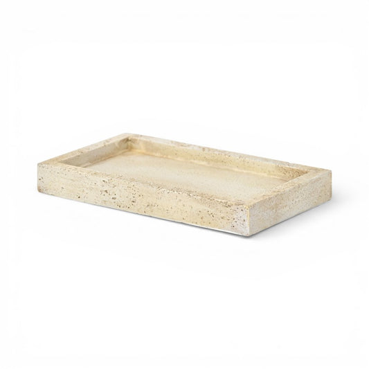 10" Beige Rustic Resin Faux Stone Handmade Trinket Tray