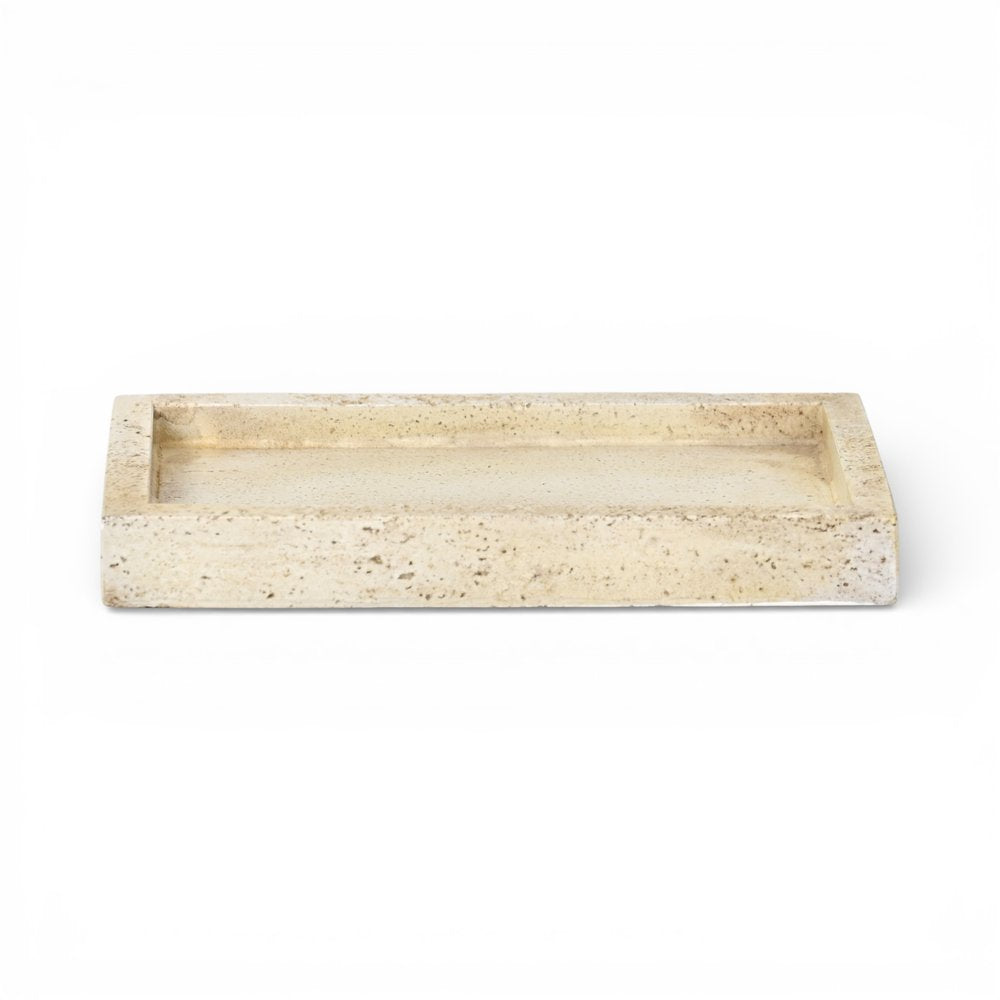 10" Beige Rustic Resin Faux Stone Handmade Trinket Tray HomeRoots