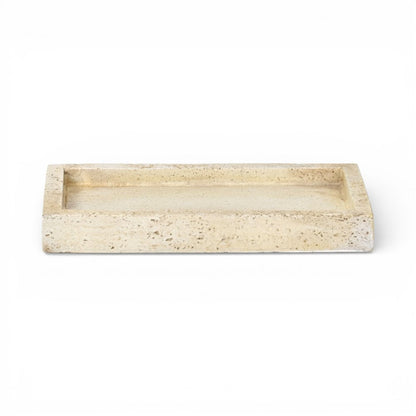 10" Beige Rustic Resin Faux Stone Handmade Trinket Tray HomeRoots