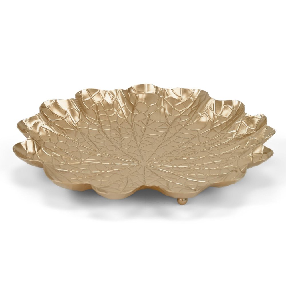 12" Gold Metal Handmade Lily Pad Vanity Tray HomeRoots