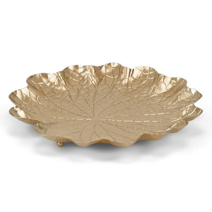 12" Gold Metal Handmade Lily Pad Vanity Tray HomeRoots